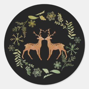 Rotwild-Kranz-Weihnachtsaufkleber Runder Aufkleber