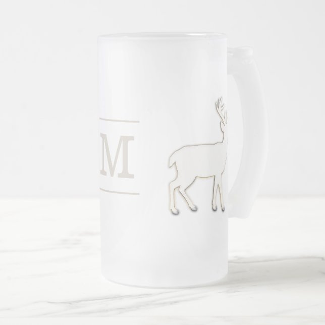 Rotwild mit Monogramm-Glas Stein Mattglas Bierglas (VorderseiteRechts)