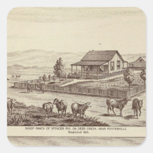 Rotwild-Nebenflussschafranchs Quadratischer Aufkleber