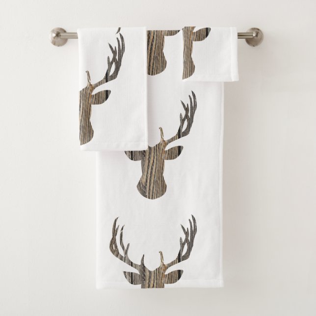 Rotwild-rustikales hölzernes Tuch-HauptSet Badhandtuch Set (Insitu)