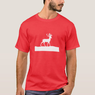 Rotwild-Silhouette - Rot und Weiß T-Shirt