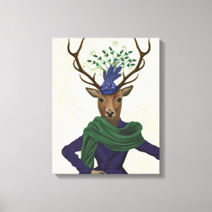 Rotwild und Fascinator Leinwanddruck