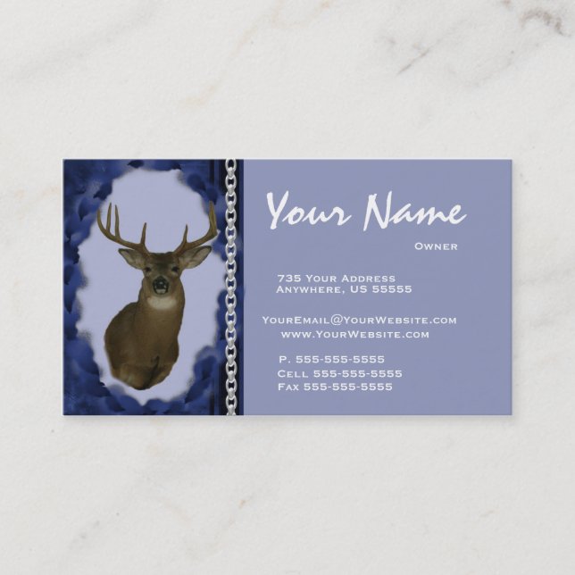 Rotwildkettentaxidermy-Visitenkarten ~ Blau Visitenkarte (Vorderseite)
