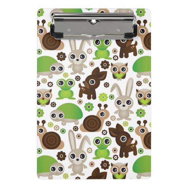 Rotwildschildkrötehäschen-Tiertapete Mini Klemmbrett (Vorderseite)