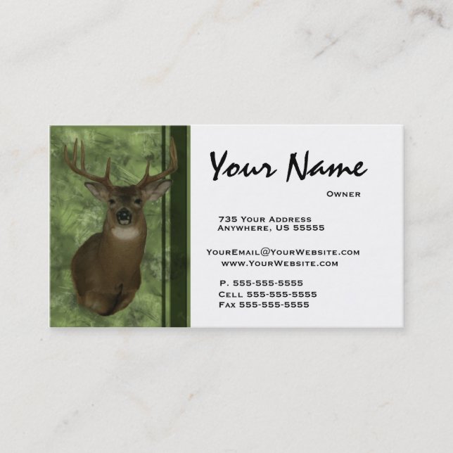Rotwildtaxidermy-Visitenkarten ~ Grün Visitenkarte (Vorderseite)