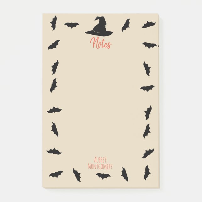 Rotzhut und Fledermäuse | Personalisiert Post-it Klebezettel (Vorderseite)