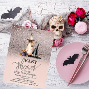 Rotzhut Wein Rose Glitzer Bokeh Baby Shower Einladung