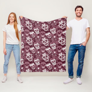 Rotzucker-Schädel Blumenziermuster Fleecedecke