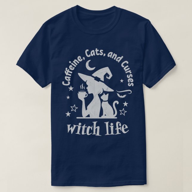 Rotzunge Coffein Cats and Curses TShirt (Design vorne)