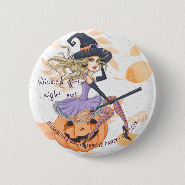 Rotzunge Halloween-Junggeselinnen-Abschied Button (Vorderseite)