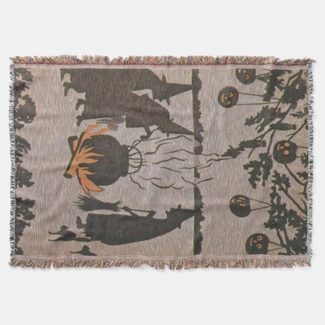Rotzunge Jack O' Lantern Cauldron Owl Decke (Vorderseite)