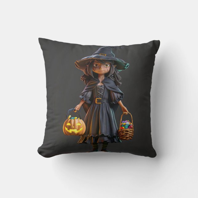Rotzunge mit bunten Bonbons und Jack-o''lanter Kissen (Vorderseite)