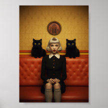 Rotzunge mit schwarzen Katzen