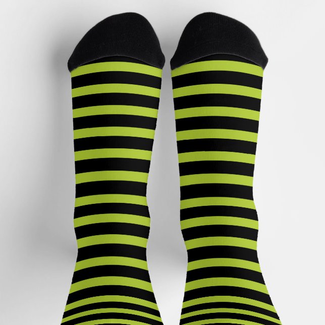 Rotzunge schwarz und grün gestreift socken (Oben)