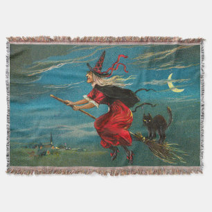 Rotzunge Schwarze Katze Crescent Moon Decke
