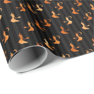 Rotzunge Schwarze Streifen Kupfer Halloween Muster Geschenkpapier