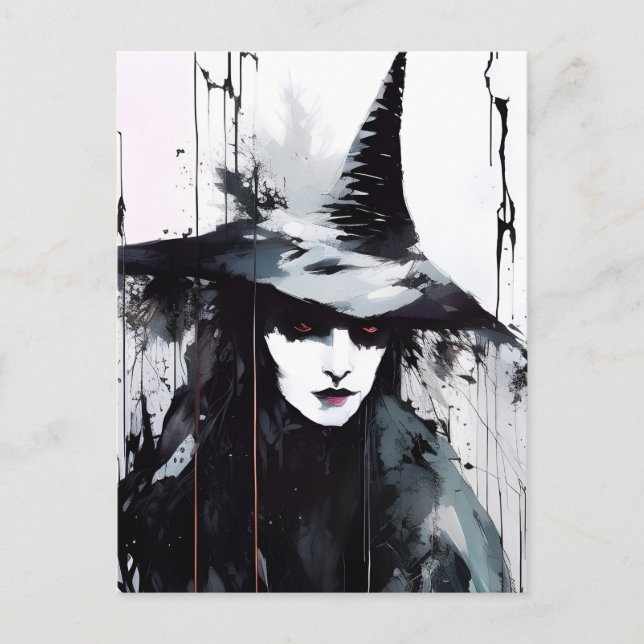 Rotzunge Schwarze Tinte Postkarte (Vorderseite)