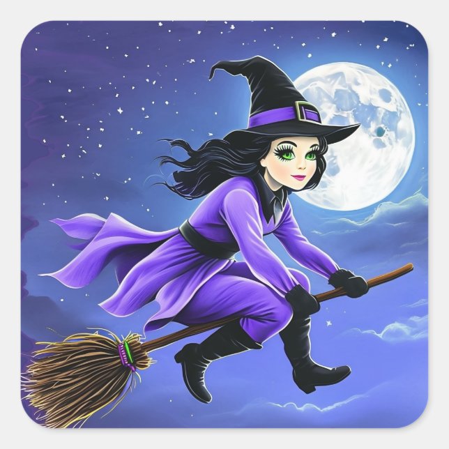 Rotzunge - Wicca Halloween 1 Quadratischer Aufkleber (Vorderseite)