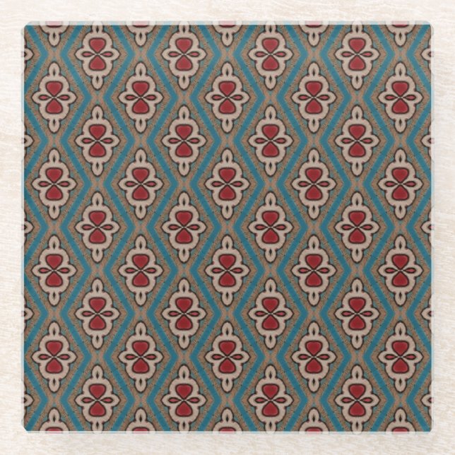 Rotzyanskopper Azulejos Tile Pattern Elegance Glasuntersetzer (Vorderseite)