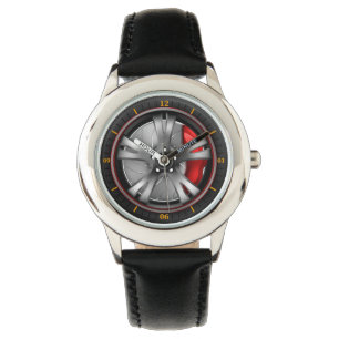 Roue de voiture sport avec frein rouge montre