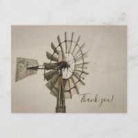 Roue D'Un Windmill Sepia Merci Carte Postale