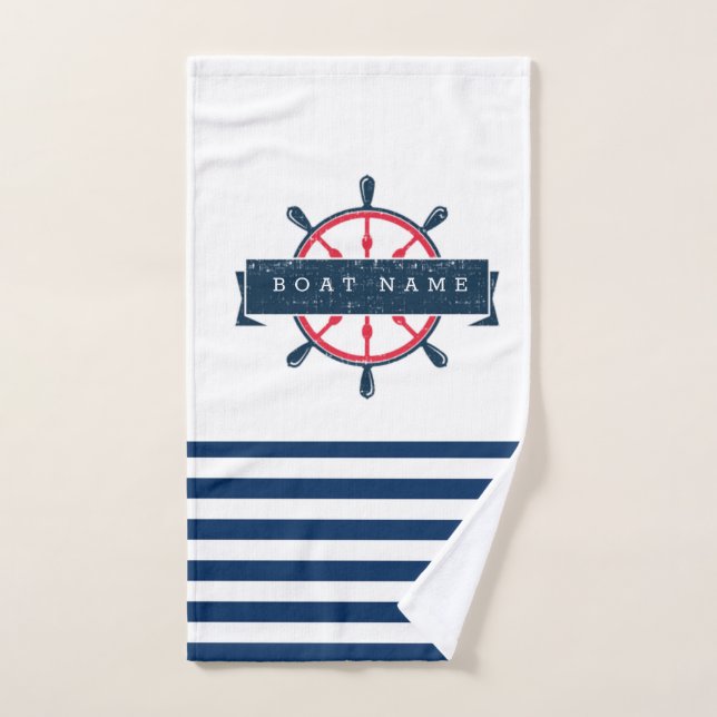 Roue nautique, Bleu Bleu de la Marine (Serviette à main)