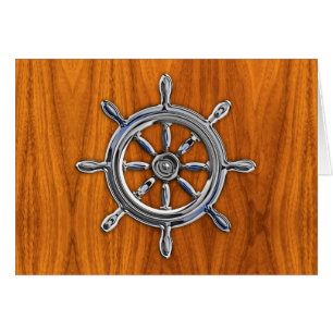 Roue nautique sur la chaussée de teck
