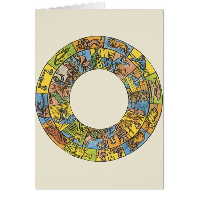 Roue vintage céleste, Zodiaque astrologique (Devant)
