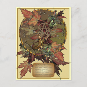 Roue Wiccan Avec Carte Postale Pentacle