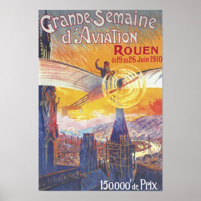 Rouen, Frankreich - Pilot und Flugzeug Poster (Vorne)
