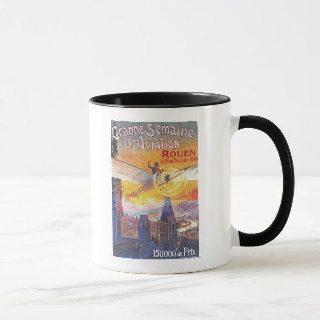 Rouen, Frankreich - Pilot und Flugzeug Tasse (Rechts)