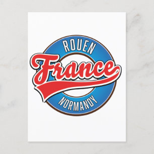 Rouen Normandy Frankreich Retrologo Einladungspostkarte