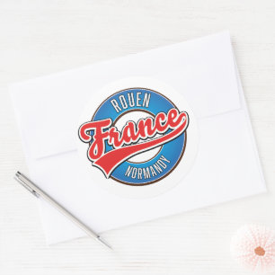 Rouen Normandy Frankreich Retrologo Runder Aufkleber