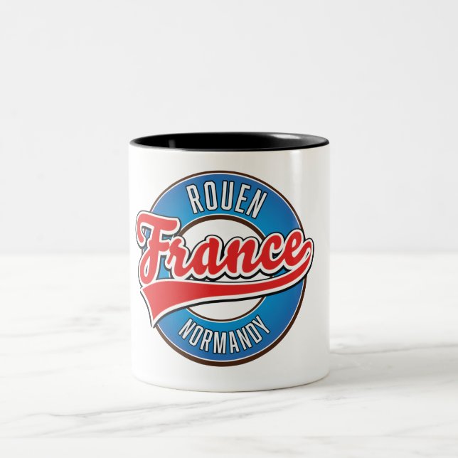 Rouen Normandy Frankreich Retrologo Zweifarbige Tasse (Mittel)