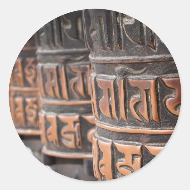 Roues de prière bouddhiste autocollant rond (Devant)