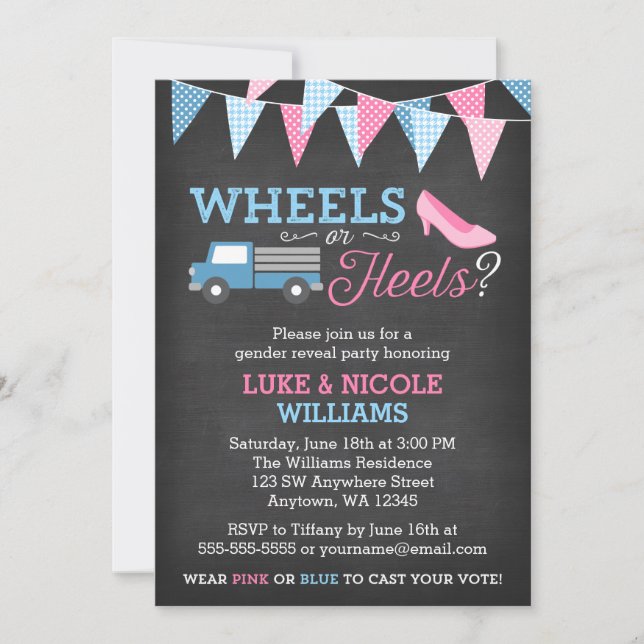 Roues ou talons Genre Révéler les invitations de l (Devant)