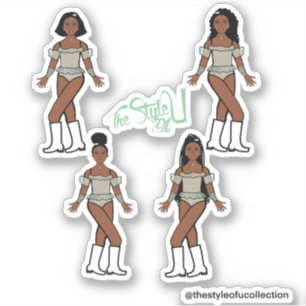 Rouffle Majorette / Stickers Danseuse Pierres vert