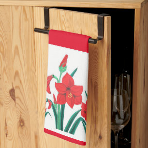 Rouge Amaryllis Cuisine Serviette Décor cadeau de