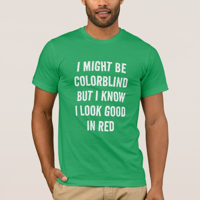 Rouge amusant - Vert Couleur Éblouissant T-shirt (Devant)
