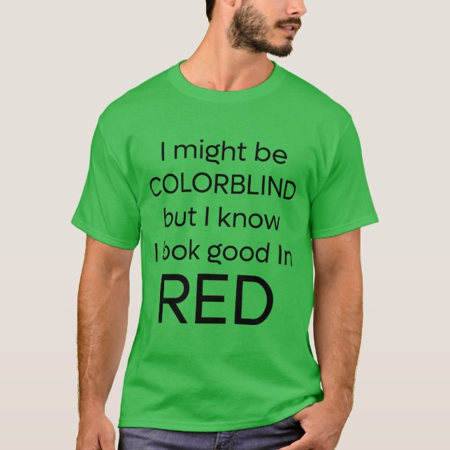 Rouge amusant - Vert Couleur Éblouissant T-shirt (Devant)