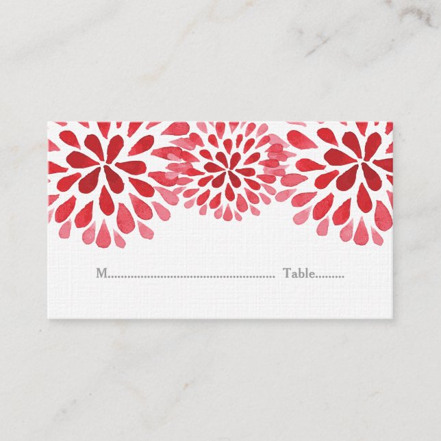 Rouge Aquarelle Chrysanthemum Cartes de Place (Devant)