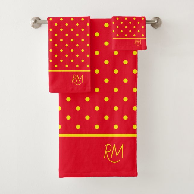 Rouge avec Monogramme Pois Jaune (En situation)