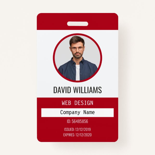 Rouge | Badge d'identité de l'entreprise photograp (Devant)
