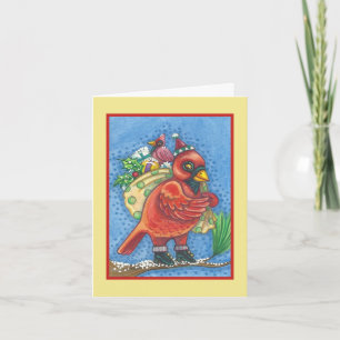 ROUGE BIRD PÈRE NOËL, CARTE CARDINALE DE SALUT DE