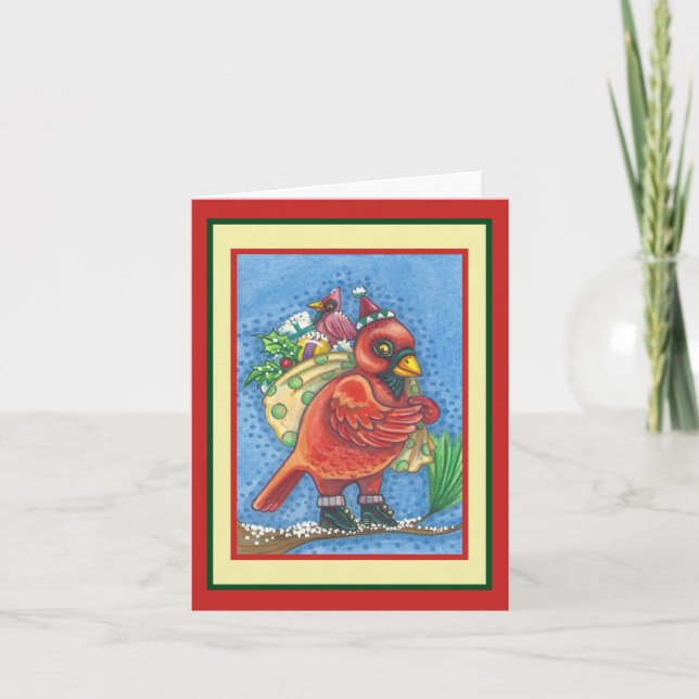 ROUGE BIRD PÈRE NOËL, CARTE CARDINALE DE SALUT DE  (Devant)