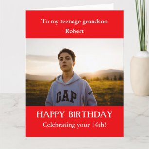 Rouge blanc 14ème Photo Carte Anniversaire Grandso