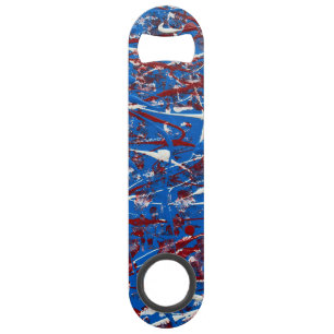 Rouge Blanc Bleu Bouteille en Acier Inoxydable Ouv