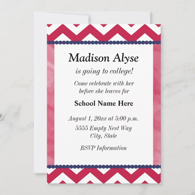 Rouge Blanc bleu Chevron Trunk Party Invitation (Devant)