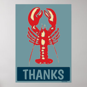 Rouge Blanc Bleu Homard, Ajouter un texte Poster