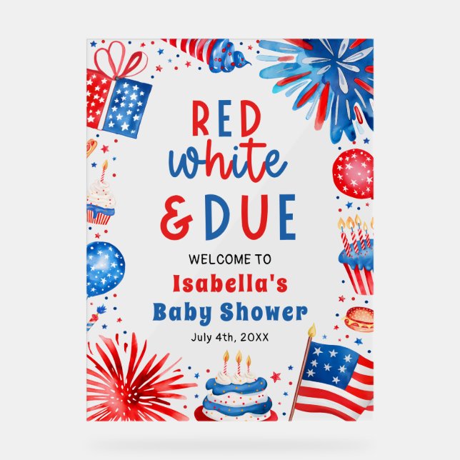 Rouge Blanc & Due Genre Neutre Baby shower Bienven (Recto)